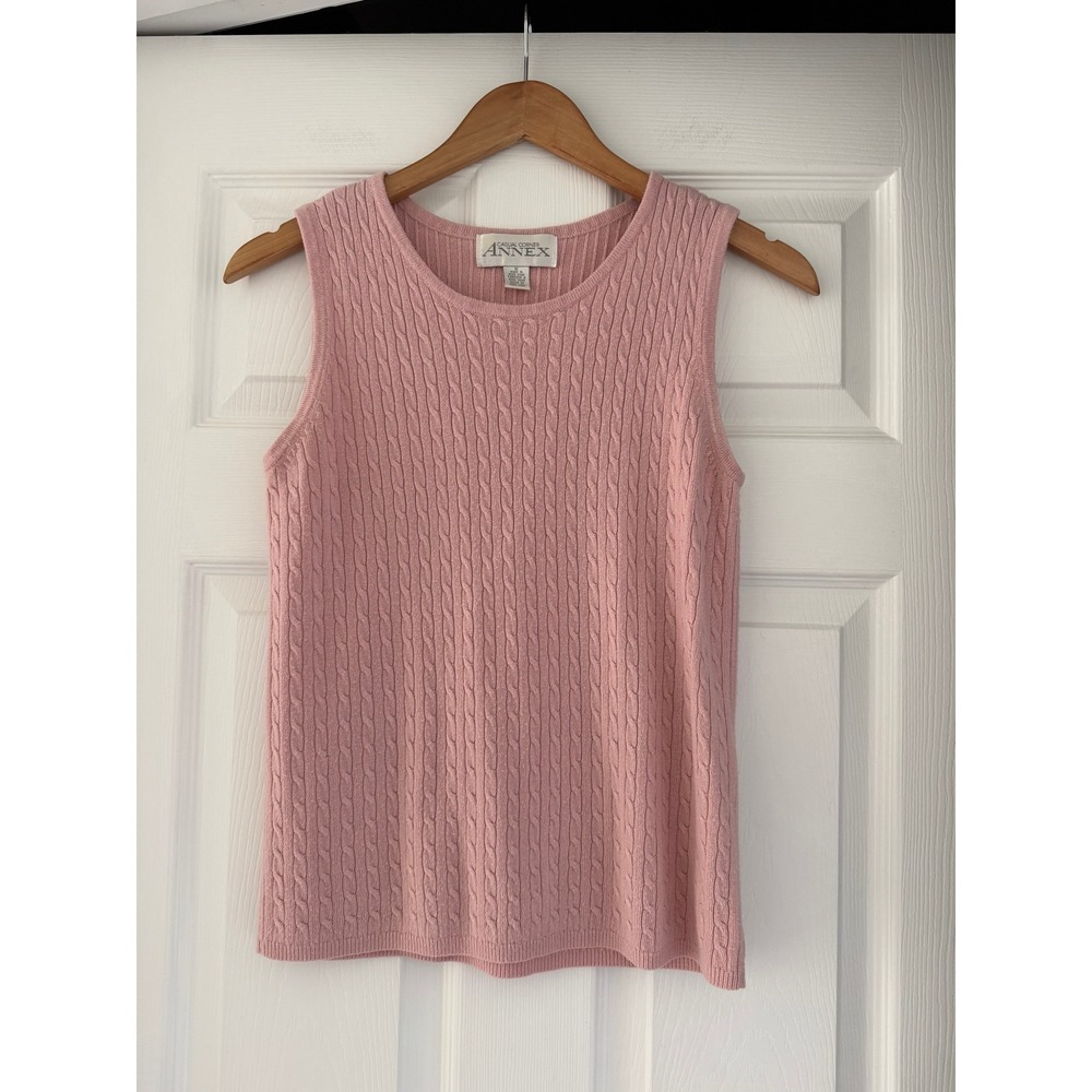 90s Cable Knit Blush Pink Sleeveless Blouse Cottagecore